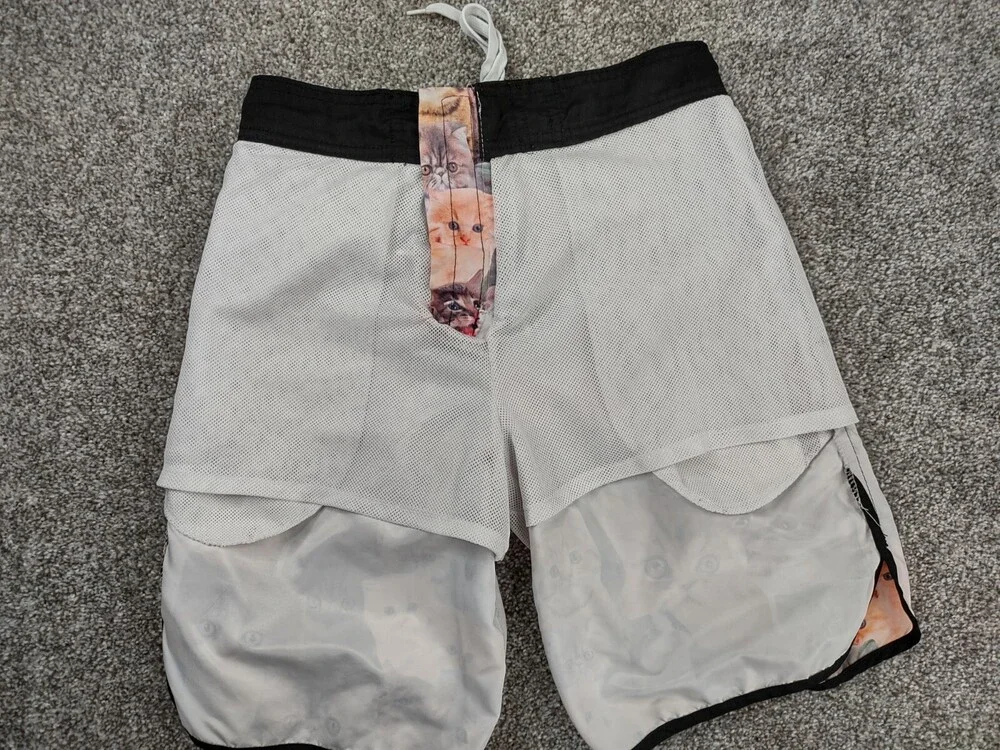 Bioworld Swim Trunks Mens Small Kitten Lined Hybrid Boardshorts Drawstring